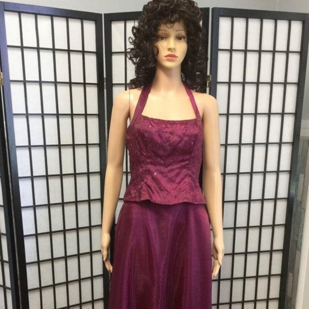 Cranberry halter formal dress so 7-8